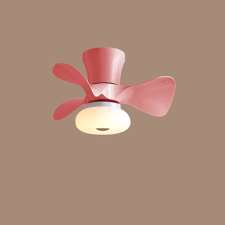 Moderne nordische Macaron LED-Deckenventilatorleuchte aus ABS und Metall zur halbbündigen Montage für das Wohnzimmer 
