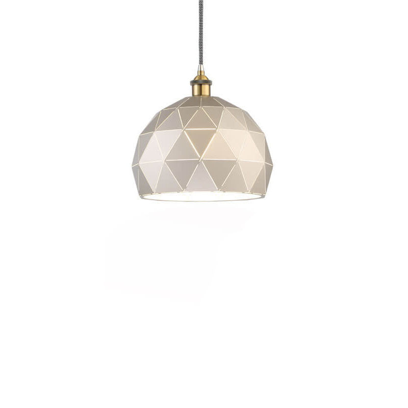 Lámpara Colgante Industrial Simple de Hierro con Cúpula Hueca de Diamante de 1 Luz 