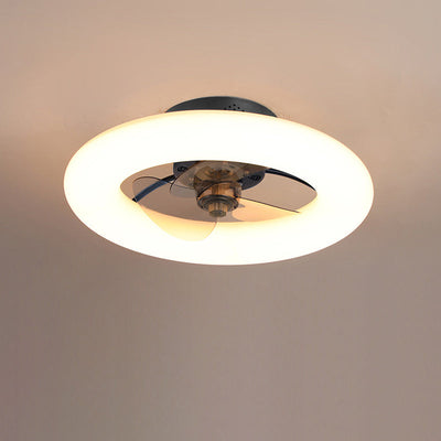 Modern Creative Circle LED Semi-Flush Mount Ceiling Fan Light