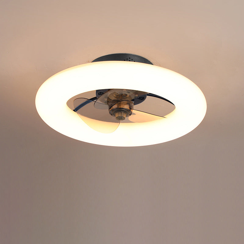Modern Creative Circle LED Semi-Flush Mount Ceiling Fan Light