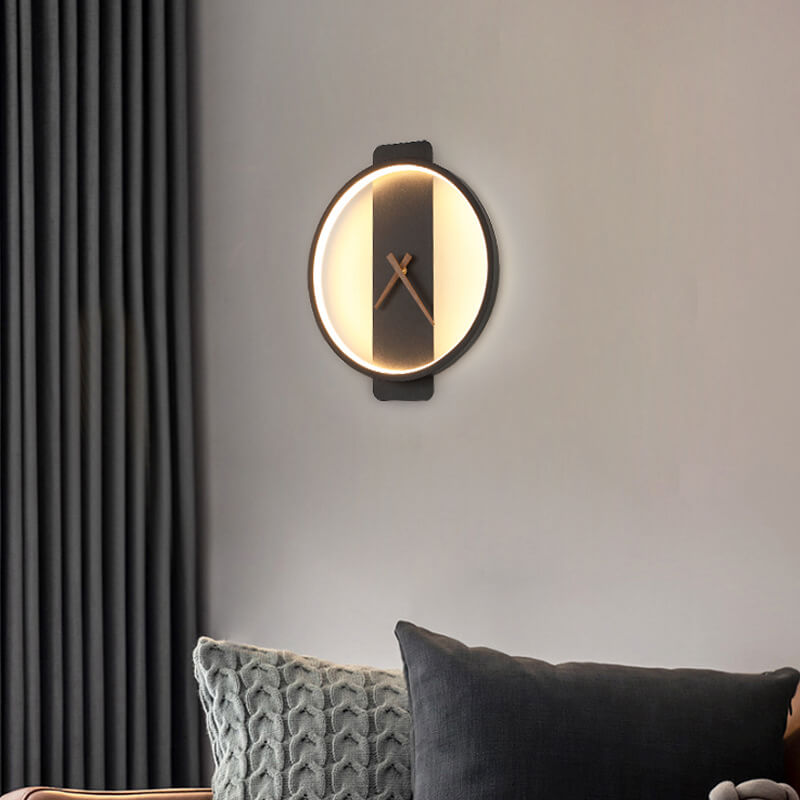 Modern Minimalist Clock Shaped 1-Light LED Wall Sconce Lamp
