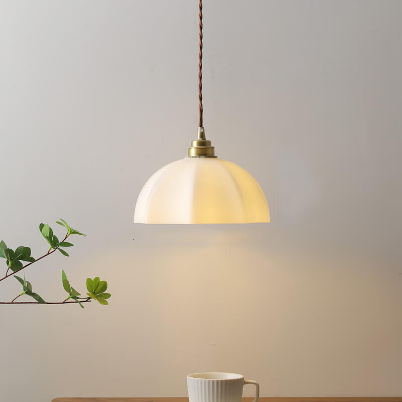 Minimalist Japanese Glass Dome 1-Light Pendant Light