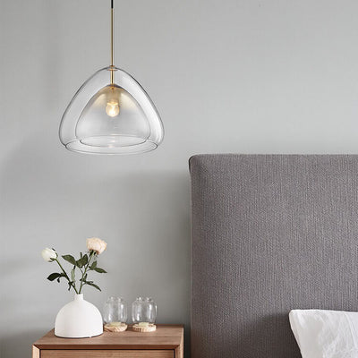 Modern Minimalist Glass Triangle Shape 1-Light Pendant Light