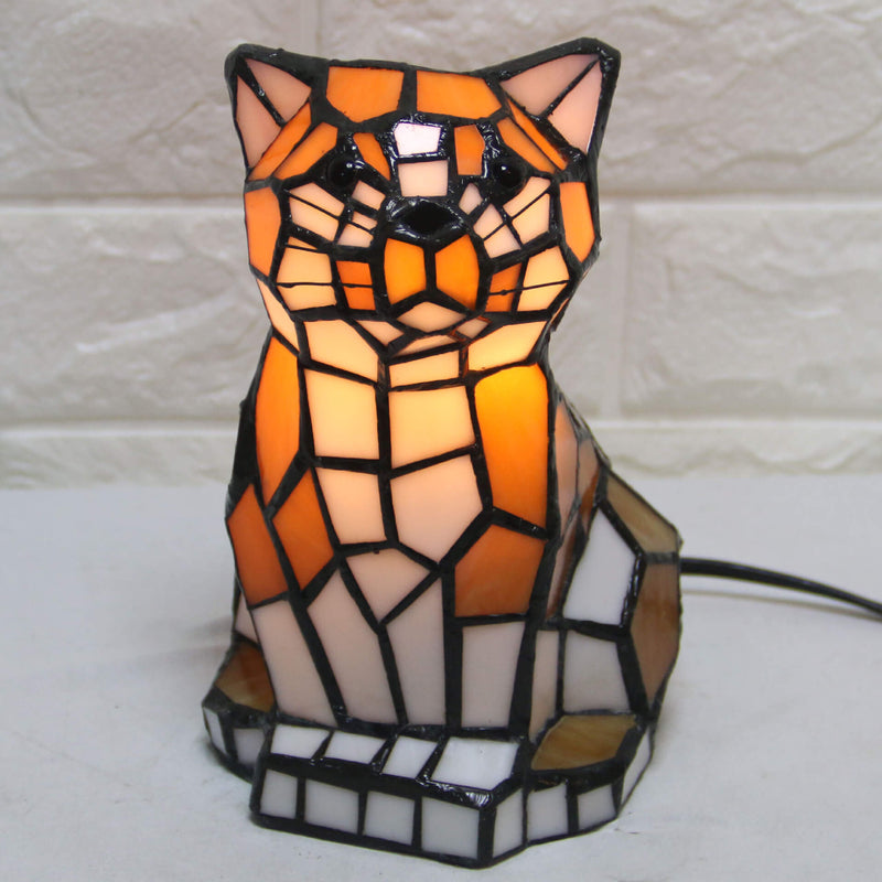 Tiffany Creative Cats /Dogs Stained Glass 1-Light Night Light Table Lamp