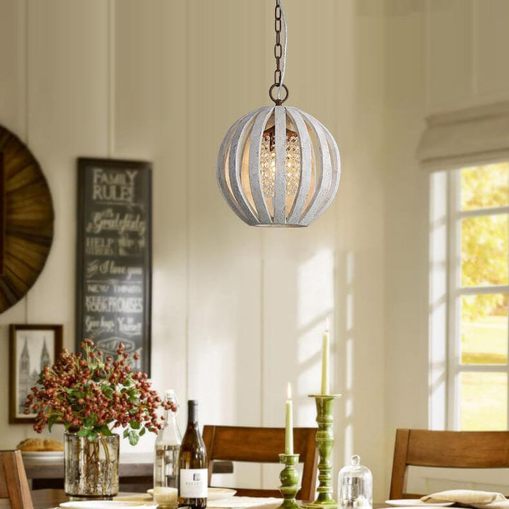 Vintage Country Holz Geometrische 1-Licht Pendelleuchte im gealterten Stil 