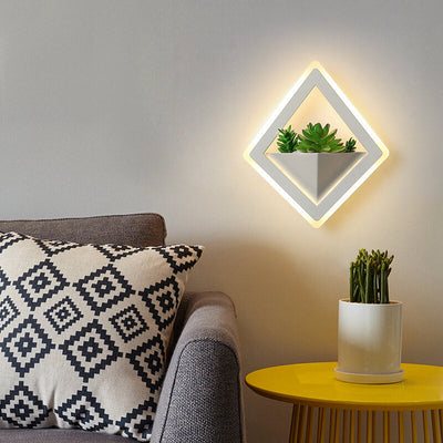 Modern Square Iron Plants Acrylic LED Wall Sconce Lamp