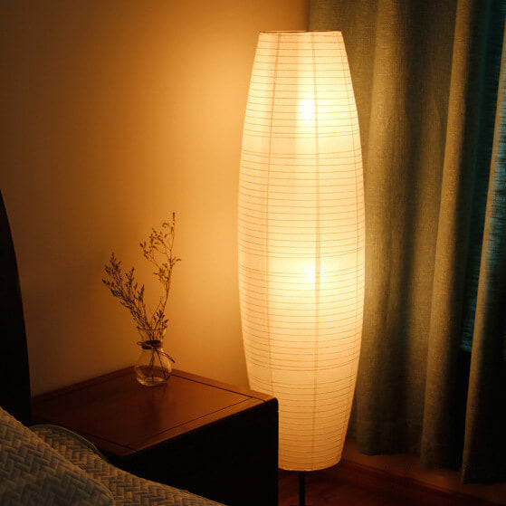 Nordischer minimalistischer Reispapier-Säulen-Stehlampe mit 2 Lichtern 