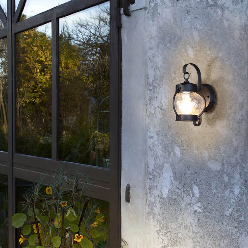 Retro Aged Lantern Outdoor Waterproof 1-Light Wall Sconce Lamp