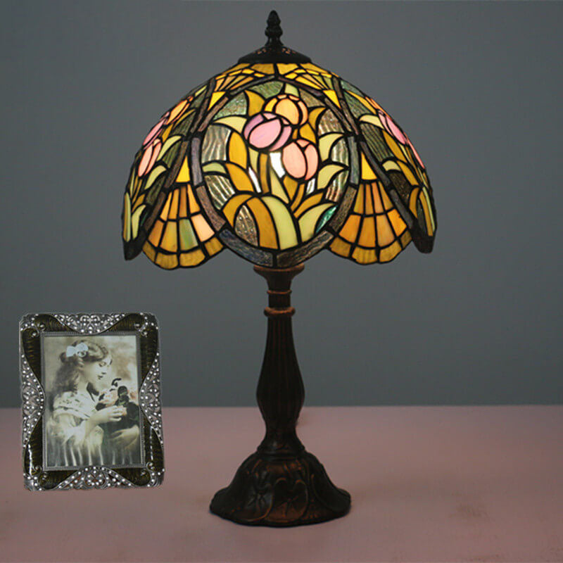 Tiffany Rustikale Buntglas 1-Licht Tischlampe 