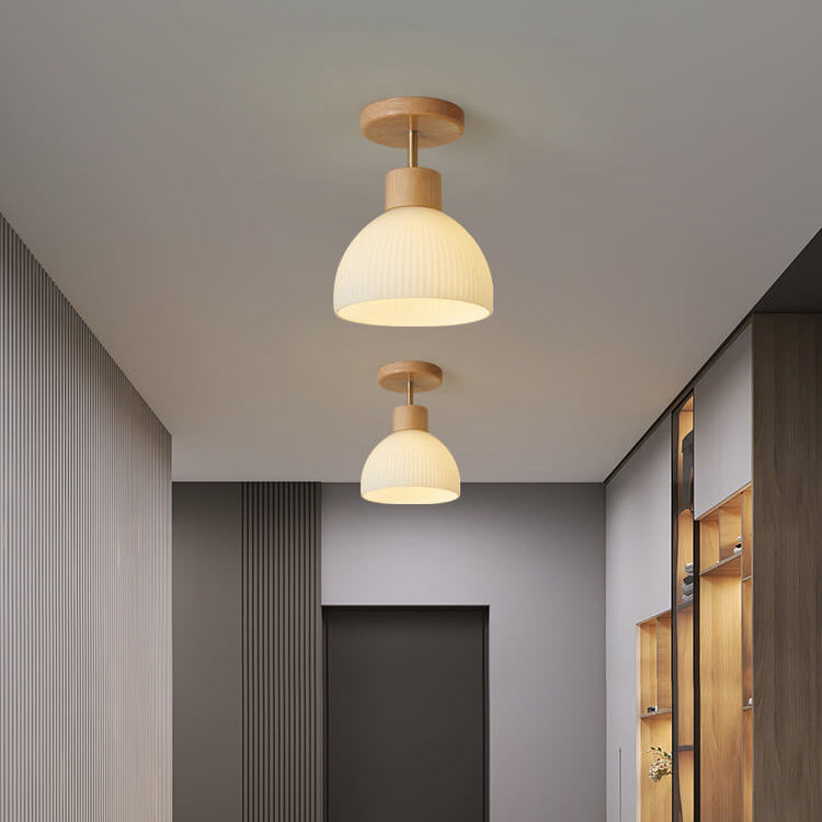 Nordic Glass Half Round 1-Light Semi-Flush Mount Ceiling Light