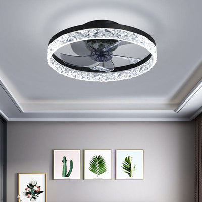 Modern Circle Ring LED Semi-Flush Mount Ceiling Fan Light