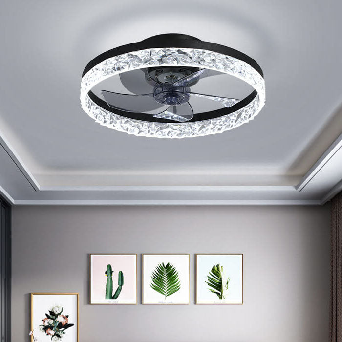 Modern Circle Ring LED Semi-Flush Mount Ceiling Fan Light
