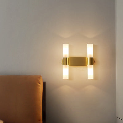 مصباح حائط LED عصري فاخر بعمود أكريليك ونحاس 1/2/4 ضوء 