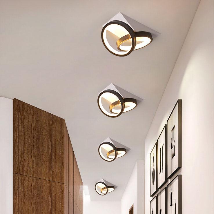 Modern Minimalist Circle 2-Light LED Semi-Flush Mount Ceiling Light