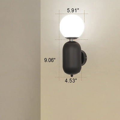 Nordic Creative Cylindrical Glass Orb 1-Light Wall Sconce Lamp