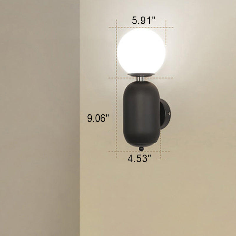 Nordic Creative Cylindrical Glass Orb 1-Light Wall Sconce Lamp