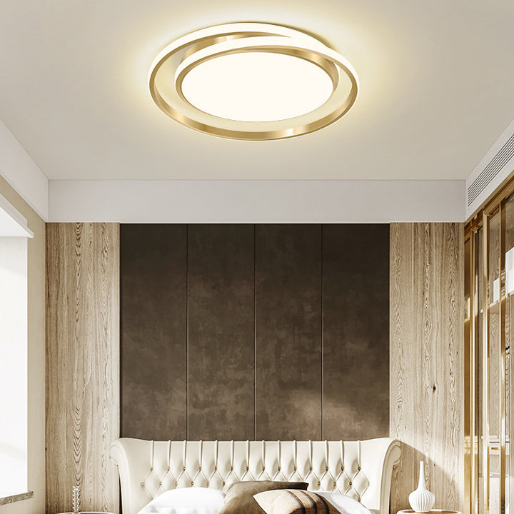 Plafonnier LED à montage encastré, lumière moderne et de luxe, cercle doré 