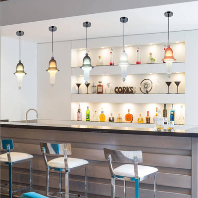 Simple Creative Colorful Bell Glass 1-Light LED Pendant Light