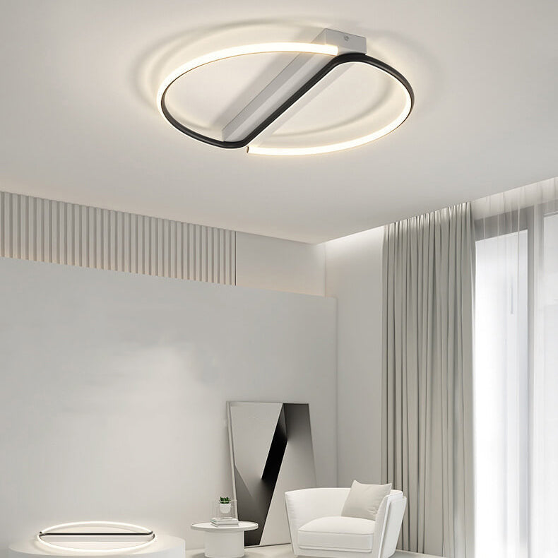 Minimalist Black and White Round LED Flush Mount Ceiling Light