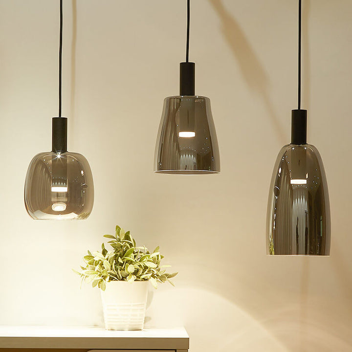 Luminaire suspendu minimaliste à DEL à 1 ampoule en verre transparent 