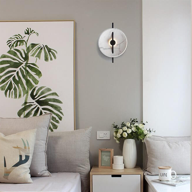 Minimalist Resin Marble Round LED Wall Sconce Lamp