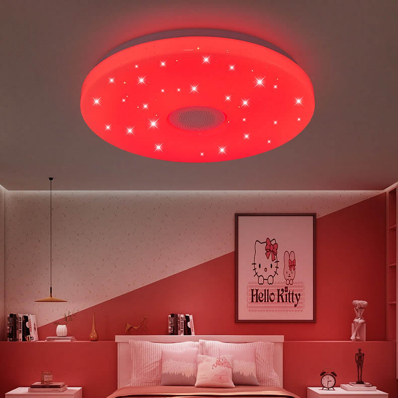 Smart Dimmable LED Remote Control Bluetooth Music Speaker Flush Mount Ceiling Light