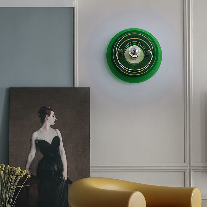 Lampe murale moderne en acrylique à 1 lumière avec ombre ronde teintée 