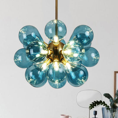 Nordic Colorful Bubble Stained Glass 15-Light Chandelier