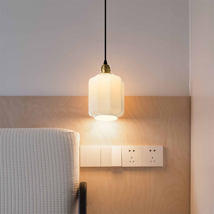 Lámpara colgante de 1 luz de vidrio blanco vintage nórdico 