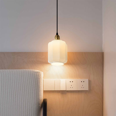 Nordic Vintage White Glass 1-Light Pendant Light