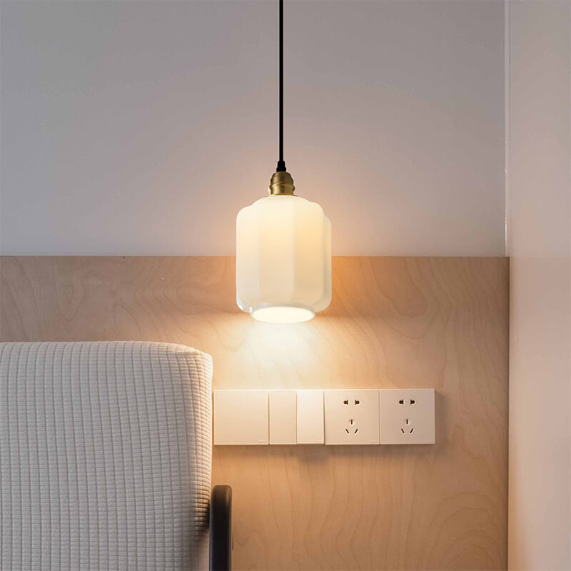 Nordic Vintage White Glass 1-Light Pendant Light