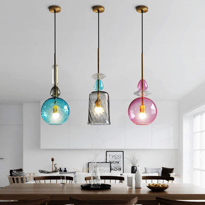 Nordic Colorful Candy Cane Glass 1-Light LED Pendant Light