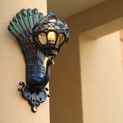 European Vintage Peacock 1-Light Outdoor Waterproof Wall Light