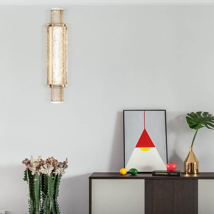 Applique murale LED à 1 lumière en verre cylindrique à bulles de luxe moderne 