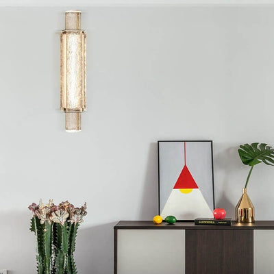 Moderne Luxus Blasenglas Zylindrische 1-Licht LED Wandleuchte Lampe 