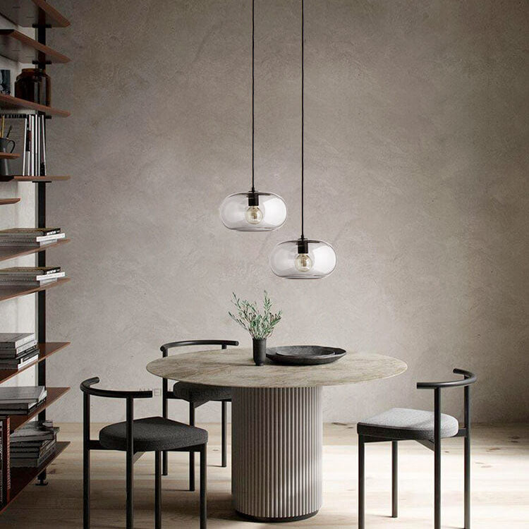Nordic Color Glass Oval Dome 1-Light Pendant Light