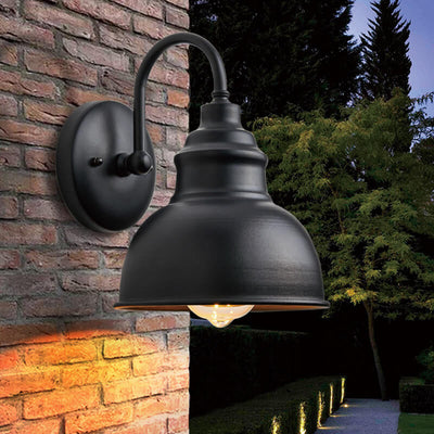 Retro Dome Iron Outdoor Waterproof 1-Light Wall Sconce Lamp