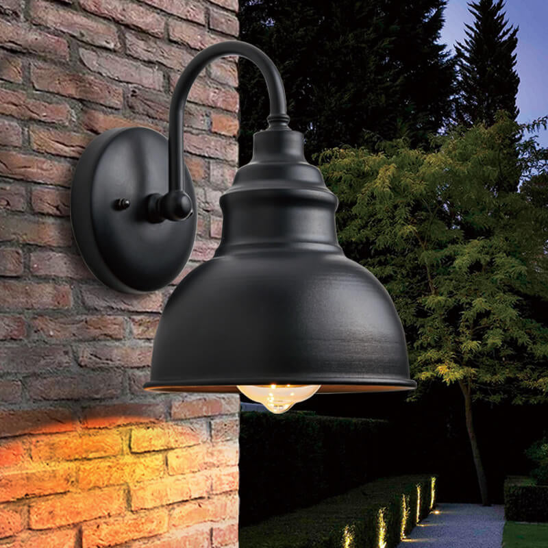 Retro Dome Iron Outdoor Waterproof 1-Light Wall Sconce Lamp