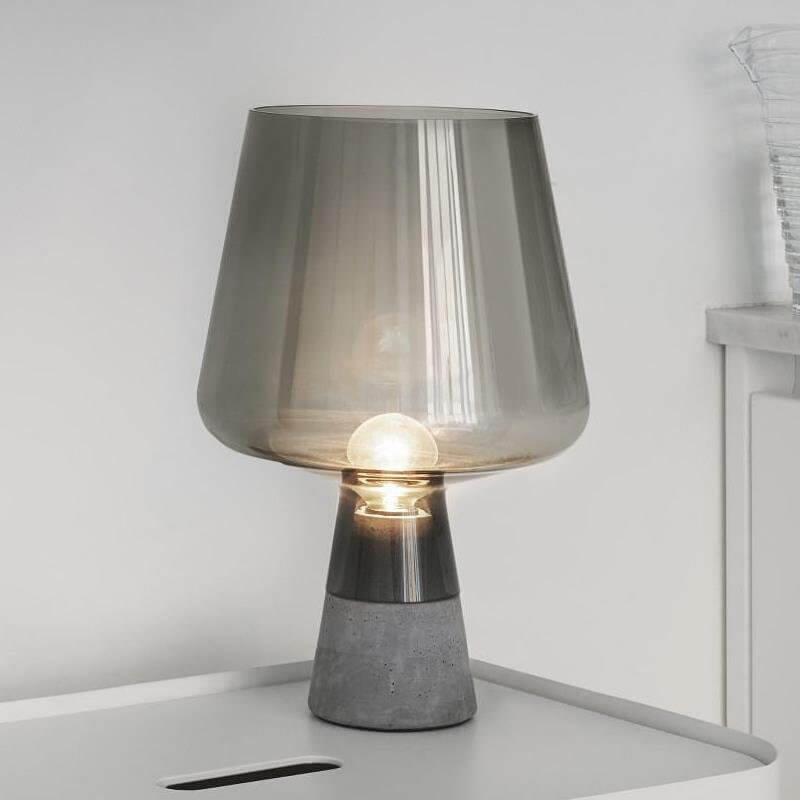 Nordic Goblet-shaped Glass Cement Base 1-Light Table Lamp