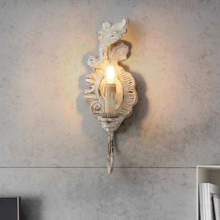 Aplique de pared de 1 luz con candelabro de resina vintage 