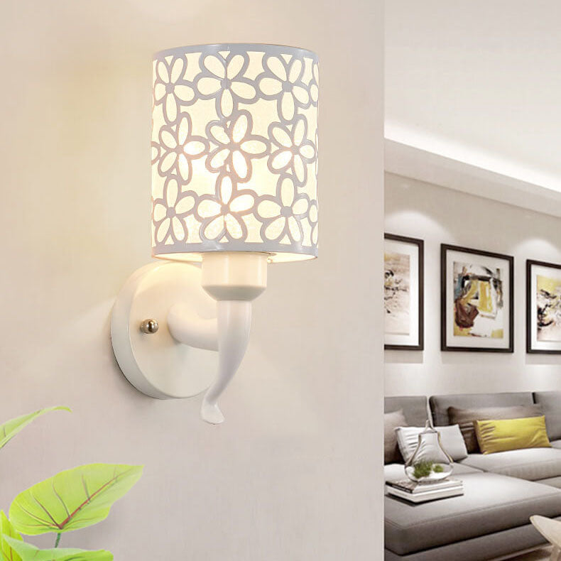 Modern Column Floral Shade 1-Light Wall Sconce Lamp