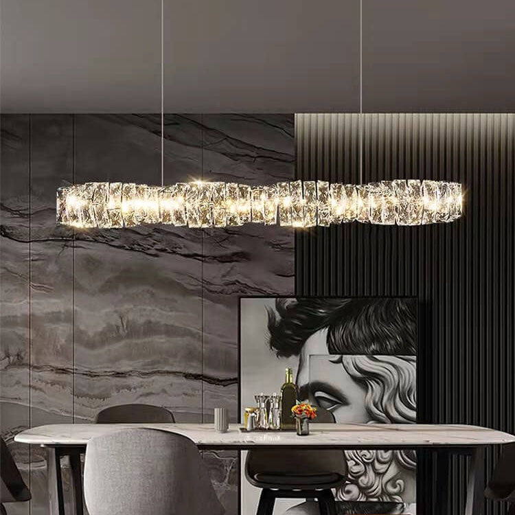 Modern Minimalist Linear Crystal LED Chandelier