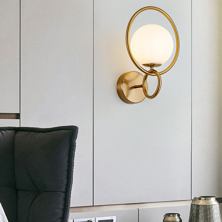 Lampe murale à une lumière avec abat-jour globe circulaire créatif moderne 