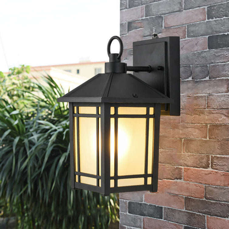 Simple Square Lantern Outdoor Waterproof 1-Light Wall Sconce Lamp