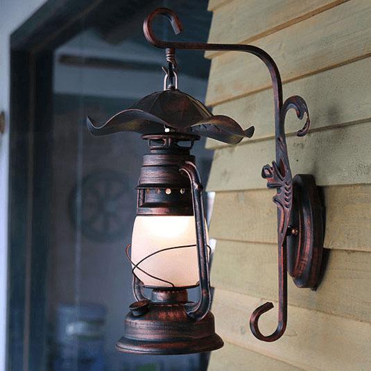 Lámpara de queroseno de estilo vintage antigua Lámpara de aplique de pared de 1 luz de hierro 