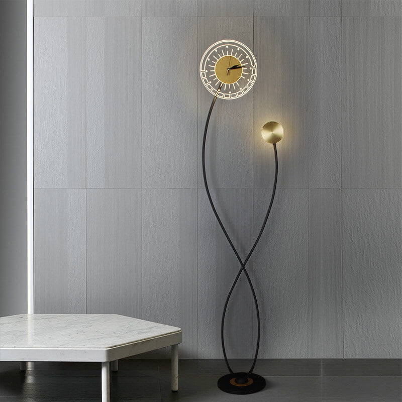 Modern Creative LED Art Standing Floor Lamp with Clock