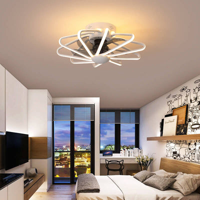 Nordic Cage Shape LED Semi-Flush Mount Ceiling Fan Light