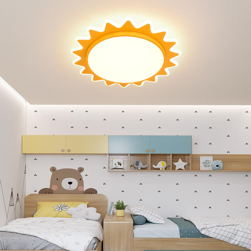 Creative Cartoon Sun Shaped LED Flush Mount Ceiling Light