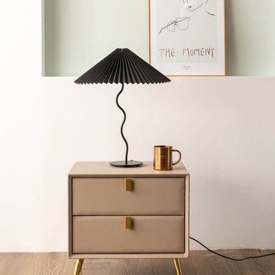 Vintage Fabric Pleated Shade 1-Light LED Table Lamp