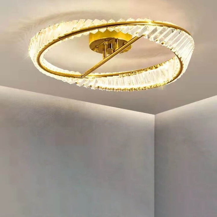 Plafonnier LED rond en cristal post-moderne 